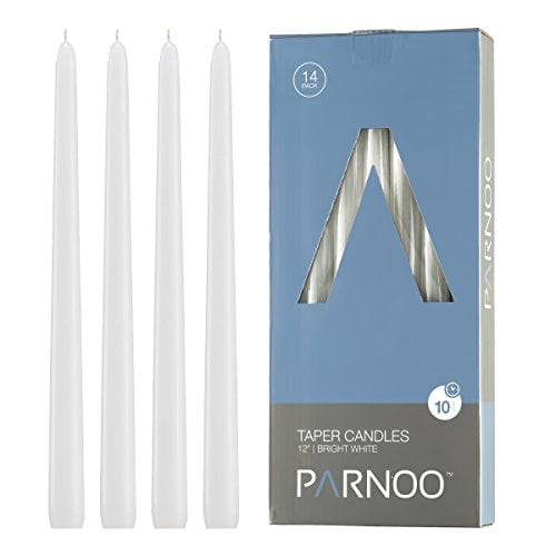 1 Box of 36 The Light Institute of Galisteo 554 White Taper Candles 8 Inche Burns 7 Hours 
